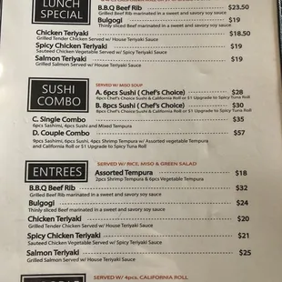 Lunch menu