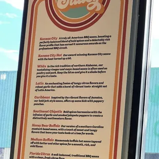 a menu for a restaurant