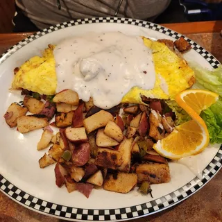 Chicken Fried Steak Omelette (1170 cals.)