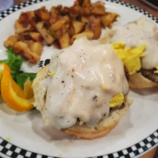 Southern Scramble w oversized biscuits and gravy!