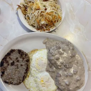 Biscuits and gravy with sausage