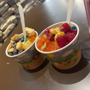 two cups of frozen yogurt