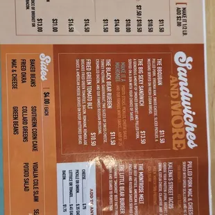 Menu side two