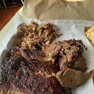 The meats. Brisket, Ribs, and pulled pork.