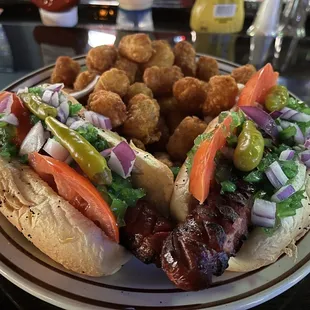 Chicago dogs tater tots