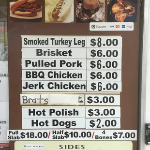 Menu, plus Roasted Sweet Corn for $2