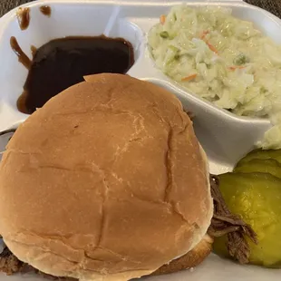Brisket (I&apos;ll take a pic with the bun off next time) and coleslaw