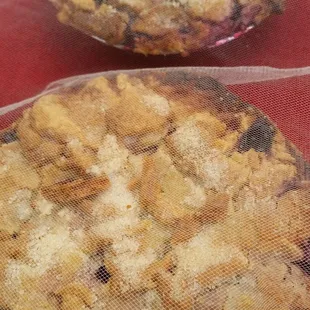 two pies in plastic bags