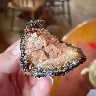 An up-close look at an exceptional Wagyu brisket burnt end