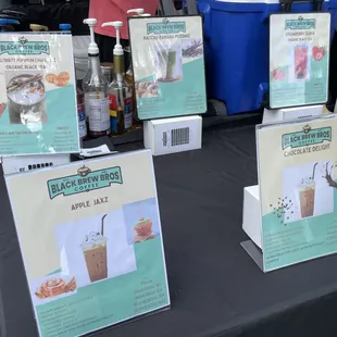 a variety of beverages on display