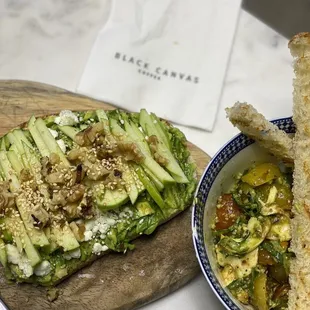 Green Apple and Feta Toast and Caprese Salad