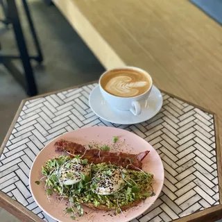 Avacado toast with / Poached egg