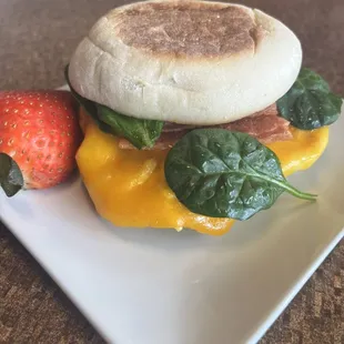 Bacon egg and spinach muffin