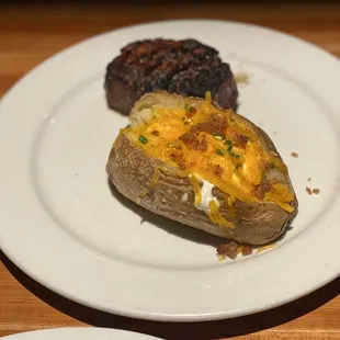 Filet and loaded baked potato