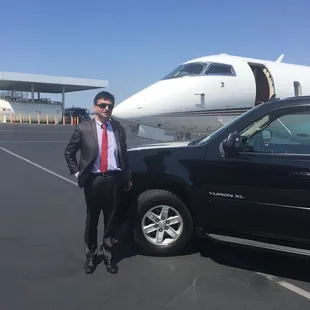 Chauffeur by the business jet