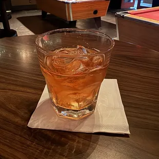 Old Fashioned (without orange since they didn&apos;t have any)