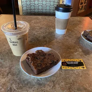 Zucchini loaf and iced latte