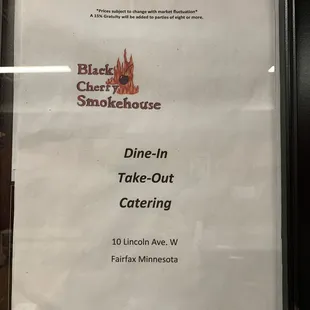 Menu cover