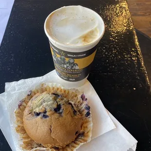 Wakanda blend coffee extra sweet with a blueberry muffin.