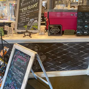 a chalkboard sign and a chalkboard menu