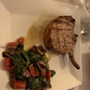 Grilled pork chop with succotash