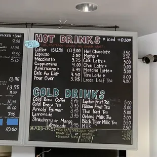 Drink menu