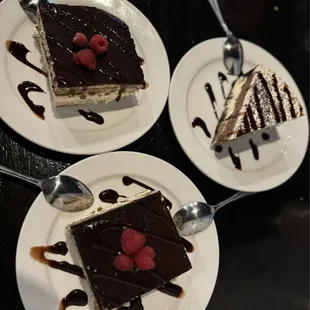 Tiramisu and Chocolate cheesecake with an Oreo crust