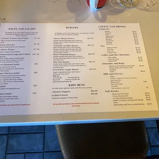 Page two of the menu