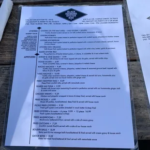 Starter menu