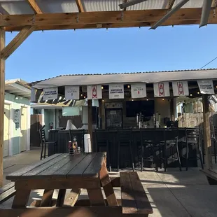 Outdoor bar and dog friendly patio