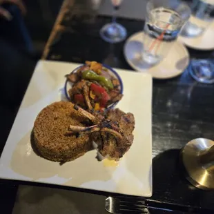 Grilled Lamb Chops Dinner w Jollof Rice and  Brunch Potatoes