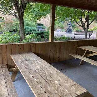 The outdoor patio overlooking Miner's Park