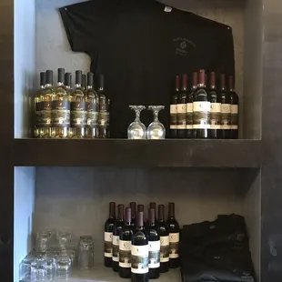 bottles of wine on shelves