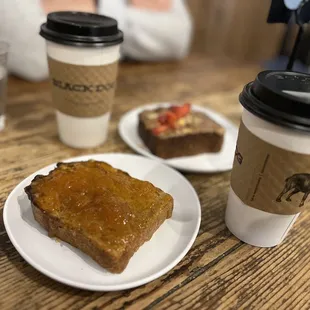 a piece of toast and a cup of coffee