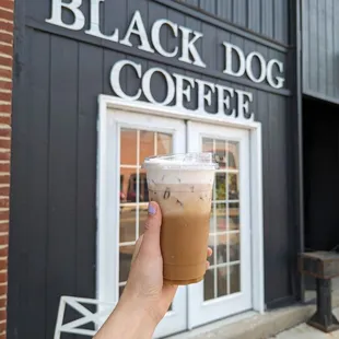 Blueberry latte with cold foam