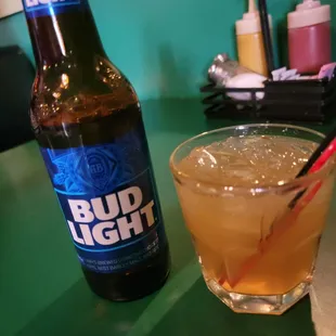 Bud Light and Amaretto sour.