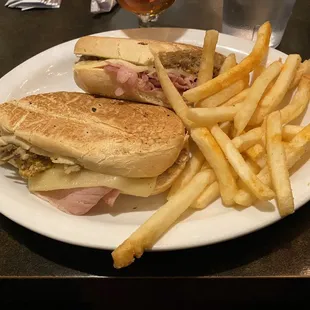 Cuban sandwich with a side of fries