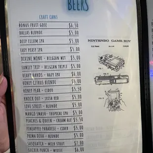 Drink menu