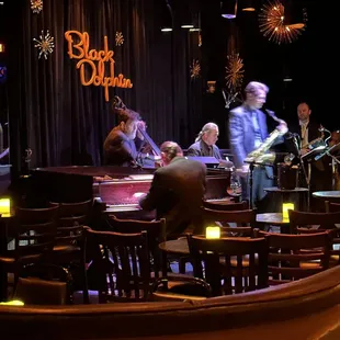 a band playing on stage
