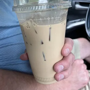 Iced chai (not overly sweet). Yummy.