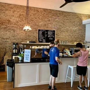 Coffee bar with brick wall