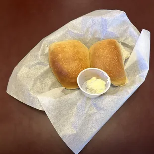 Fresh Dinner Rolls with whipped butter.