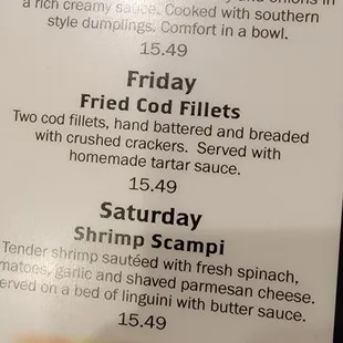 Friday special. Fried Cod Filets.