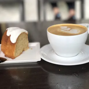Almond coffee and not so good dry pastry.
