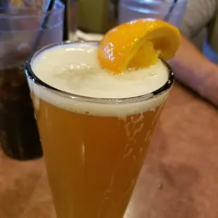 Steller beer, yummy blue moon with a massive orange