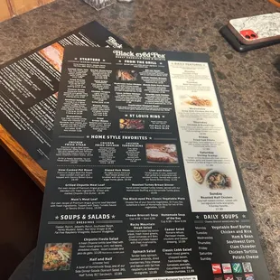 a menu on a table