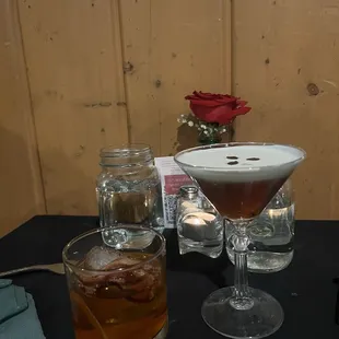 Maple Bacon Old Fashioned (left) Espress Yourself (right)