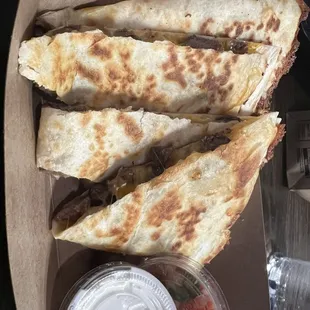 Carne asada quesadilla from the food truck