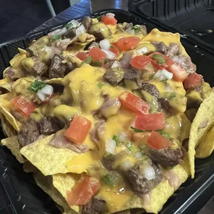 Carne asada nachos from the food truck