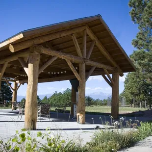 The Log Pavilion is ideal for outdoor wedding receptions